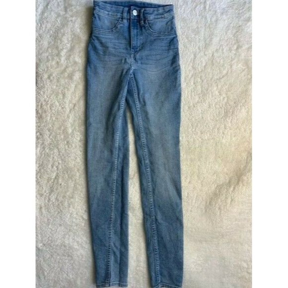 H&M Divided Size 0 Juniors Jeans Mid Rise Light Wash Stretch - Picture 1 of 4